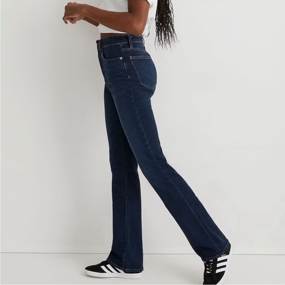 Madewell Flare Jeans Pant High Rise Demi-Boot Dark Stretch Blue Denim 29T - Picture 3 of 16